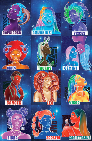 Zodiac Signs Holographic Poster